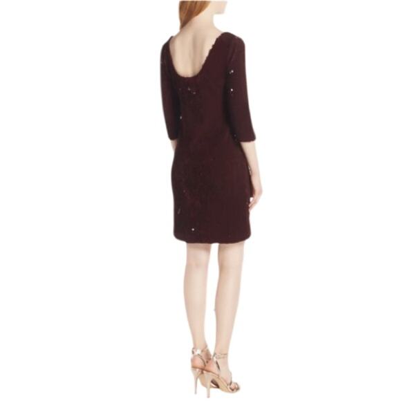 BB Dakota Sequined Velvet Burgundy Dress Size Small - Picture 6 of 10